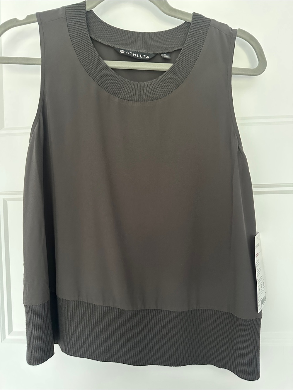 Athleta Zephyr Shell - Charcoal Rib-Trim Sleeveless Tank